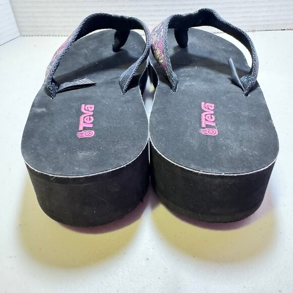 TEVA 2 in Platform Flip Flops with Purple and Tan Webbing SZ 9.5 - Picture 3 of 8